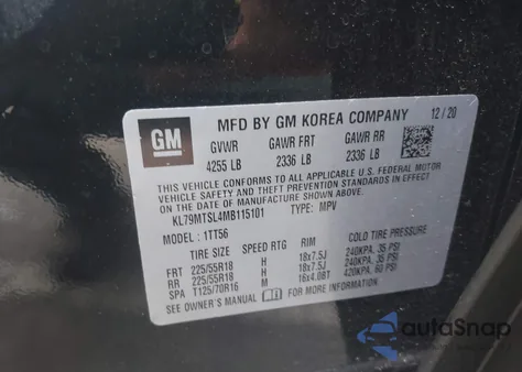 2021 Chevrolet Trailblazer Fwd Rs z USA, uszkodzony, nr VIN KL79MTSL4MB115101